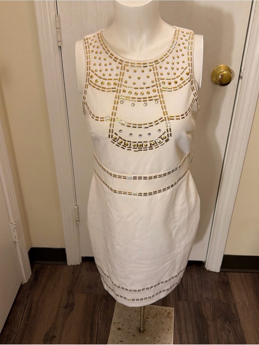 Thalia Sodi  Knit Bodycon Dress Sz Small White Sleeveless Short NWT